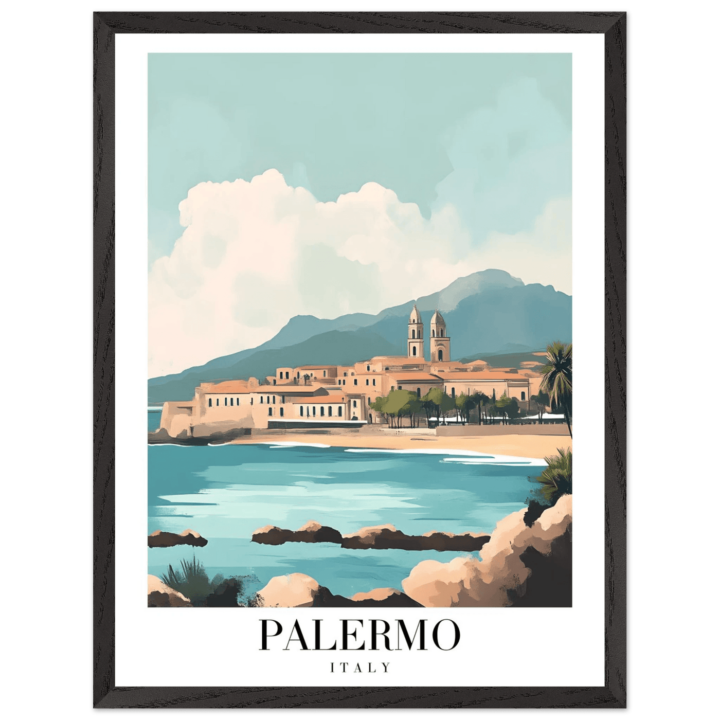 Palermo Italy Framed Poster – Vintage Mediterranean Travel Wall Art in Your Choice of Frame - Vibrantwalls