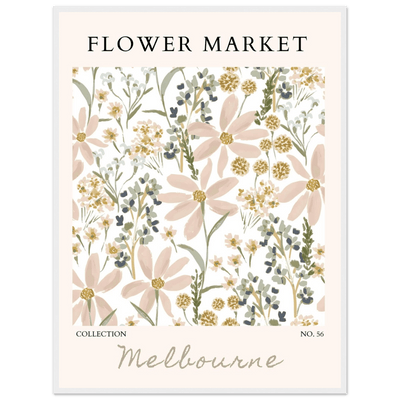 Flower Market Melbourne Framed Poster – Blush Floral & Sage Green Art Print | Ready-to-Hang Wall Decor - Vibrantwalls