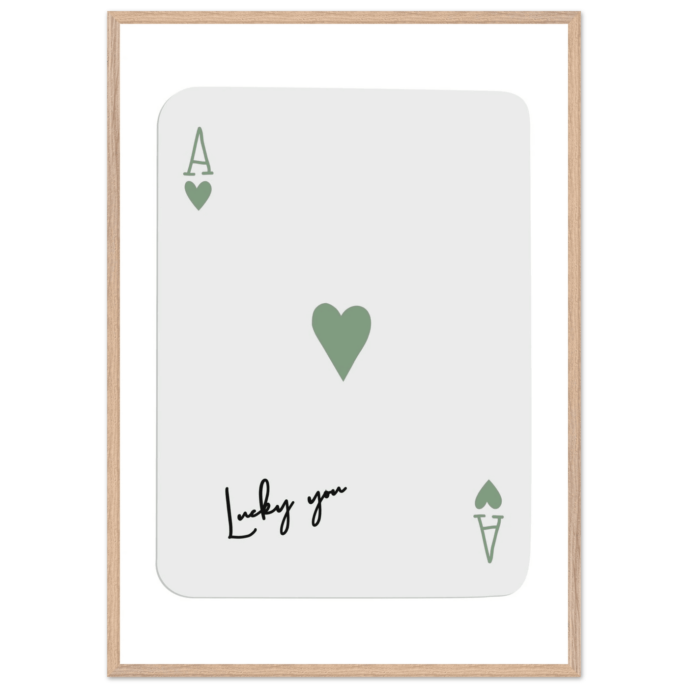 Lucky You Ace of Hearts Poker Card Print - Mounted Framed Poster Art, Eco-Friendly Wood Frame - Vibrantwalls