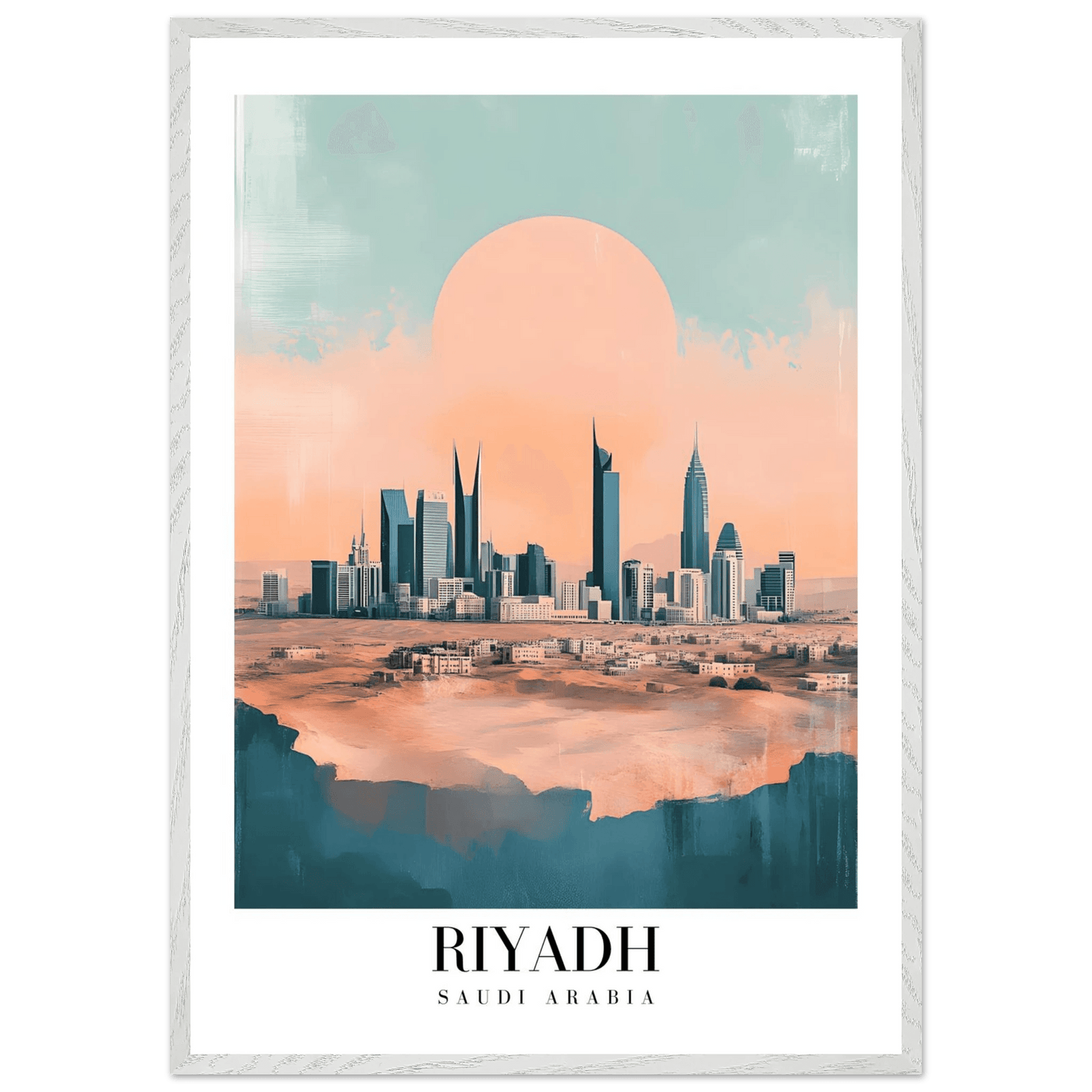 Riyadh Saudi Arabia Framed Poster – Modern Desert City Wall Art in Earthy Tones - Vibrantwalls