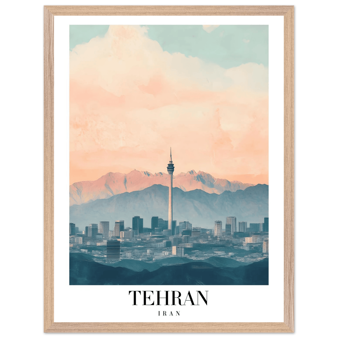 Tehran Iran Framed Poster – Serene Cityscape Wall Art with Customizable Wooden Frame & Sizes - Vibrantwalls
