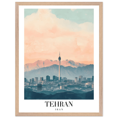 Tehran Iran Framed Poster – Serene Cityscape Wall Art with Customizable Wooden Frame & Sizes - Vibrantwalls