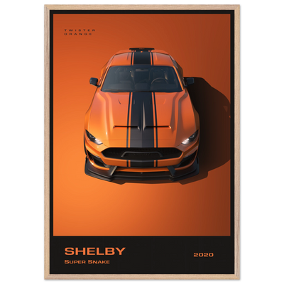 Shelby Super Snake 2020 "Twister Orange" Framed Poster | Modern Automotive Art, Ready-to-Hang Premium Quality 70x100 cm 28x40″ Wood frame Vibrantwalls