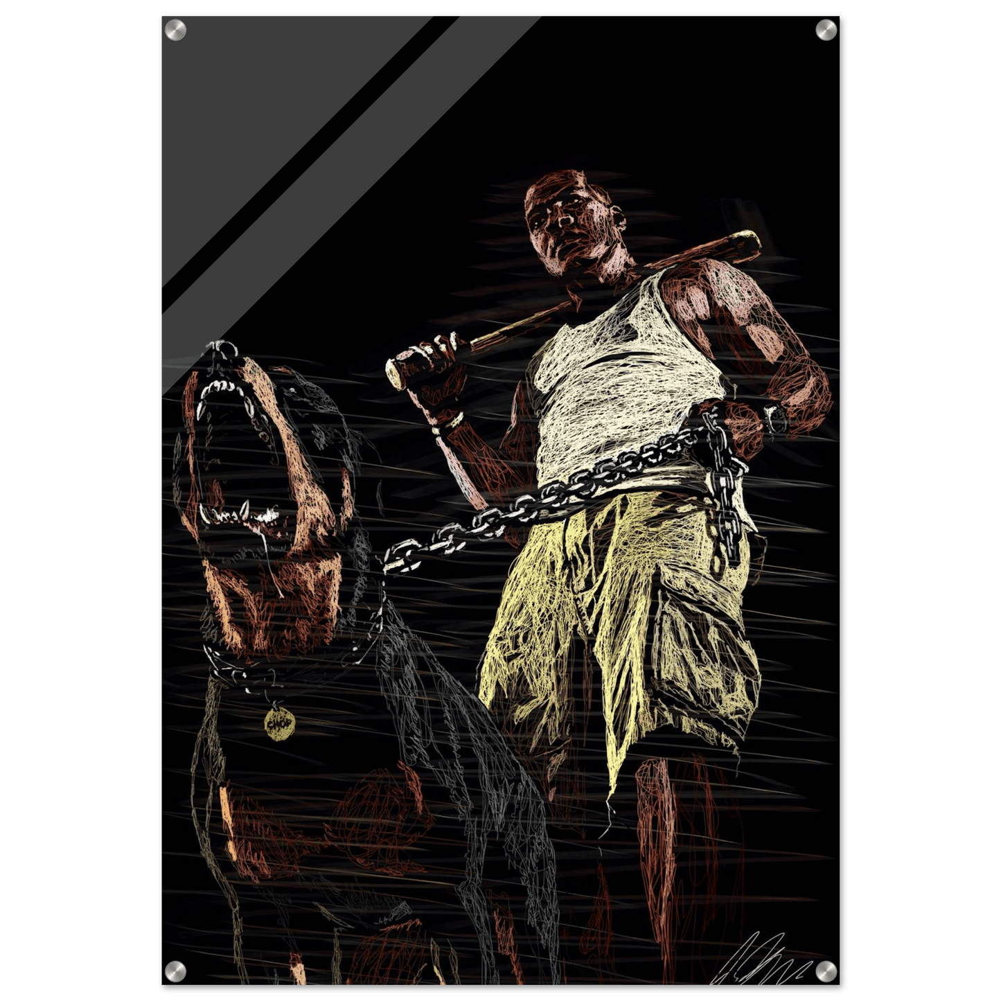 Connor McGregor & Rottweiler Sketch Acrylic Print – Dynamic, Modern, Conversation-Starting Wall Art - Vibrantwalls