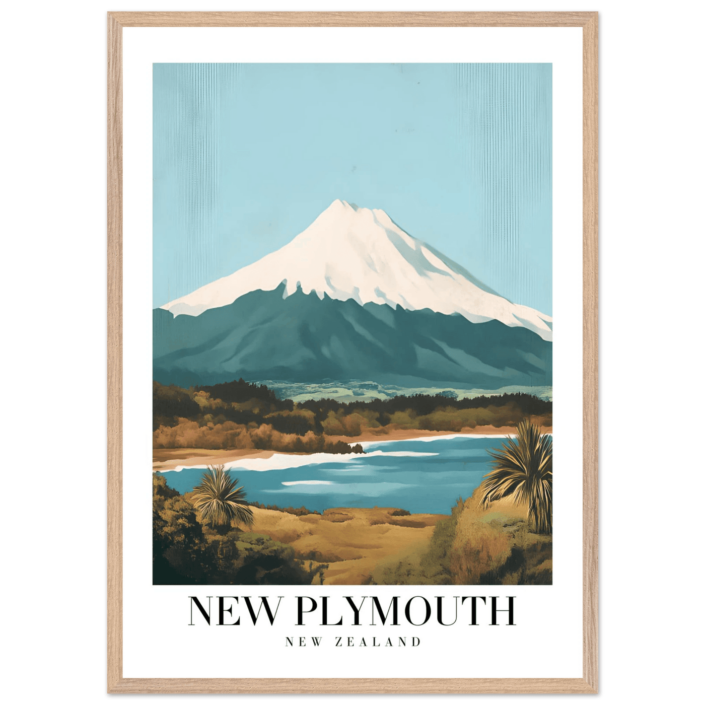 New Plymouth New Zealand Framed Poster – Vintage Mount Taranaki Travel Art - Vibrantwalls