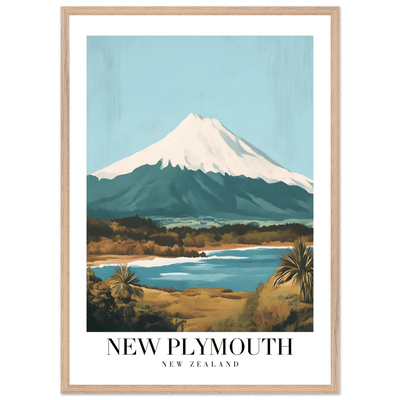 New Plymouth New Zealand Framed Poster – Vintage Mount Taranaki Travel Art - Vibrantwalls