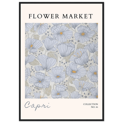 Capri Flower Market Framed Poster – Serene Floral Art Print in Cool Tones | Ready-to-Hang Wall Decor - Vibrantwalls