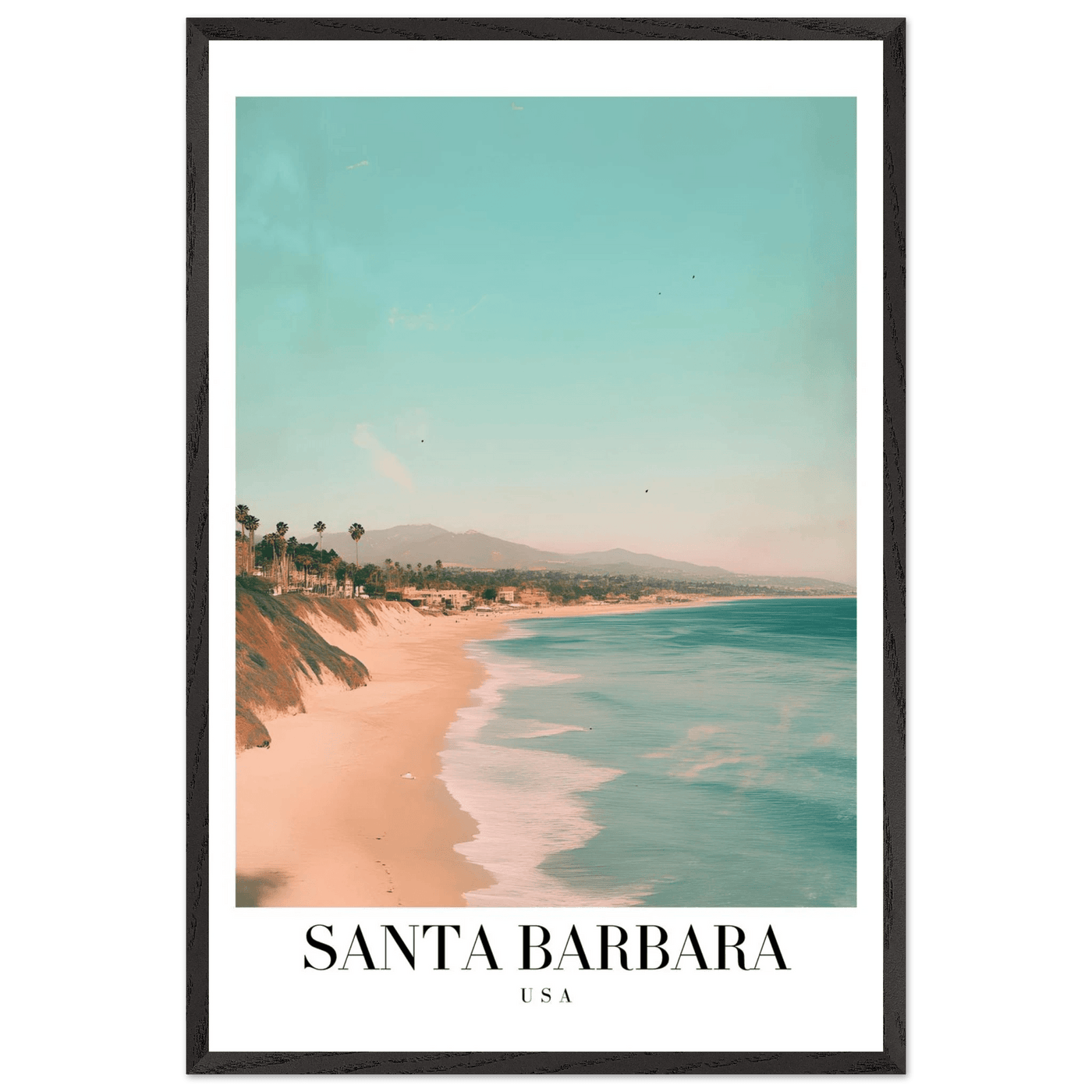 Santa Barbara USA Framed Poster – Pastel Beach Travel Wall Art in Your Choice of Frame - Vibrantwalls