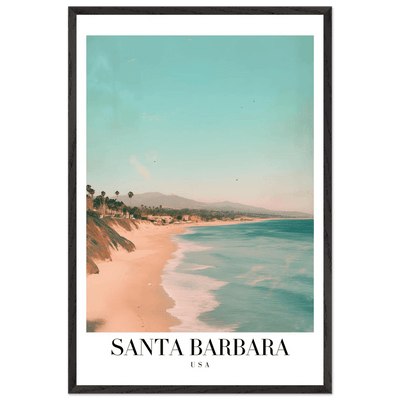 Santa Barbara USA Framed Poster – Pastel Beach Travel Wall Art in Your Choice of Frame - Vibrantwalls