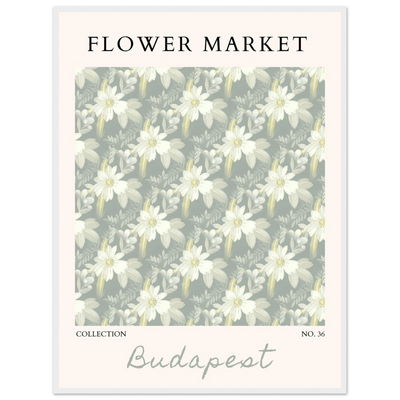 Budapest Flower Market Framed Poster – Elegant Botanical Art Print in Sage Green | Ready-to-Hang Wall Decor - Vibrantwalls