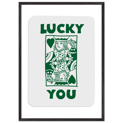 Lucky You Poker King of Hearts Print - Mounted Eco-Friendly Framed Poster Art in Dark Green - Vibrantwalls