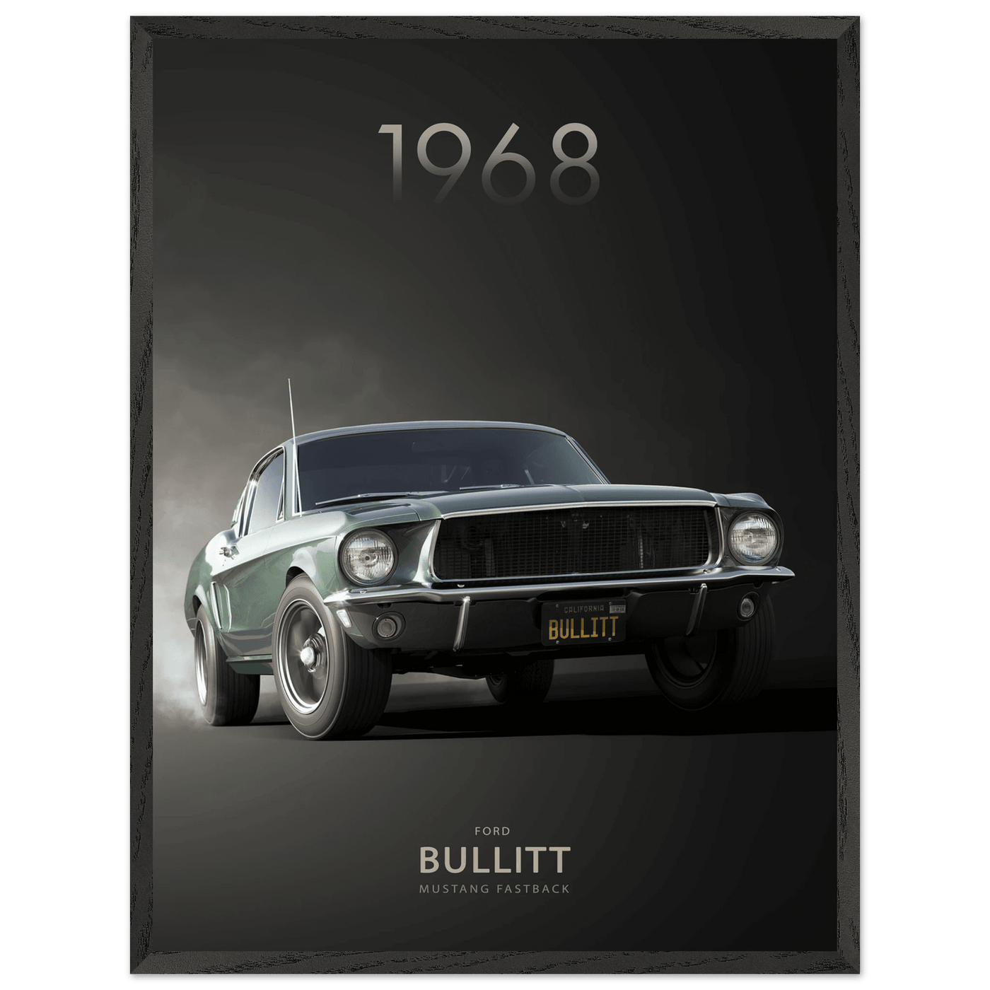 1968 Bullitt Mustang GT - 50th Anniversary Framed Poster | Iconic Green, Ready-to-Hang, Premium Quality - Vibrantwalls