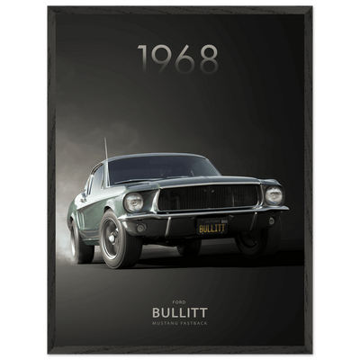 1968 Bullitt Mustang GT - 50th Anniversary Framed Poster | Iconic Green, Ready-to-Hang, Premium Quality - Vibrantwalls