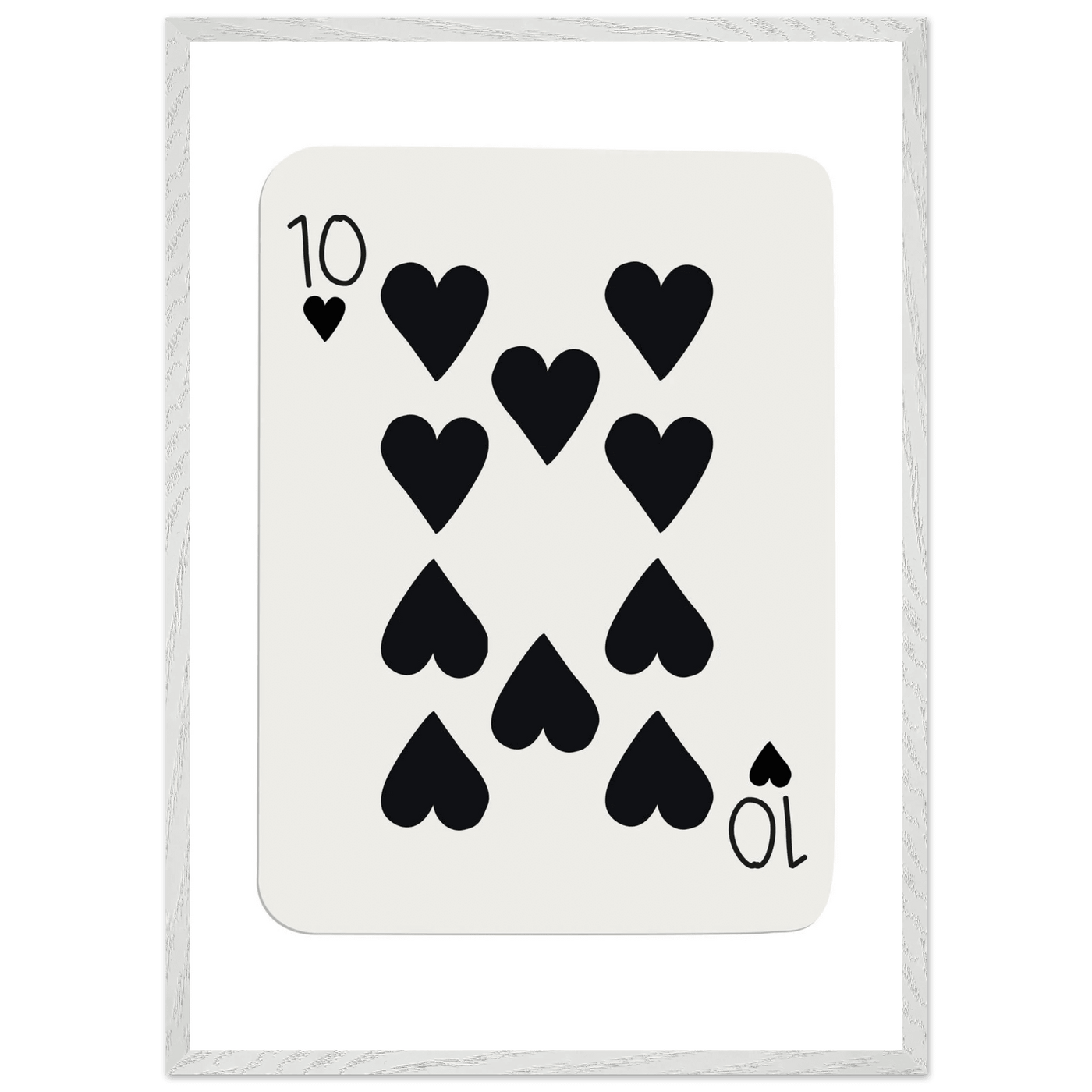 Minimalist Ten of Hearts Poker Card Print - Mounted Framed Poster Art, Eco-Friendly Wood Frame - Vibrantwalls