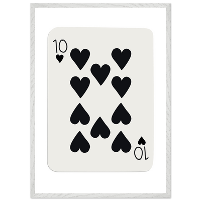 Minimalist Ten of Hearts Poker Card Print - Mounted Framed Poster Art, Eco-Friendly Wood Frame - Vibrantwalls