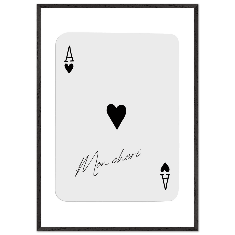 Ace of Hearts 'Mon Cheri' Art Print - Framed Poker Card Poster, Eco-Friendly Wood Frame - Vibrantwalls