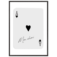 Ace of Hearts 'Mon Cheri' Art Print - Framed Poker Card Poster, Eco-Friendly Wood Frame - Vibrantwalls