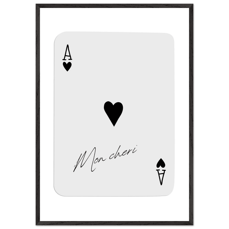 Ace of Hearts 'Mon Cheri' Art Print - Framed Poker Card Poster, Eco-Friendly Wood Frame - Vibrantwalls