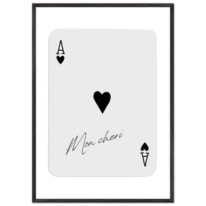 Ace of Hearts 'Mon Cheri' Art Print - Framed Poker Card Poster, Eco-Friendly Wood Frame - Vibrantwalls