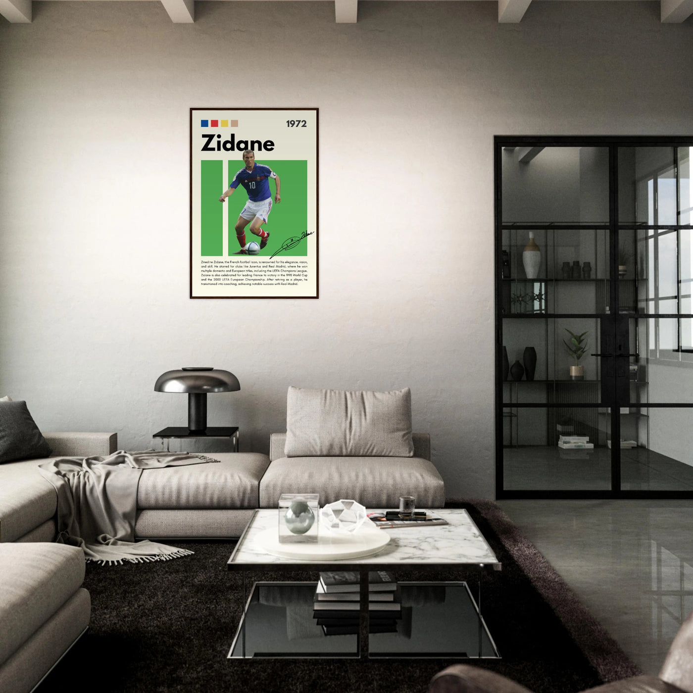 Zinedine Zidane Football Legend Framed French Poster Vibrantwalls