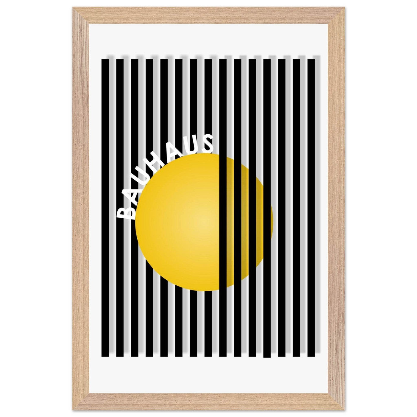 Bauhaus Yellow Circle Wall Art with Modern Stripes - Vibrantwalls