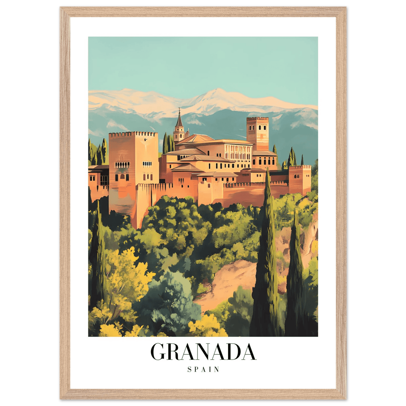 Granada Spain Framed Poster – Vintage Travel Wall Art with Wooden Frame - Vibrantwalls
