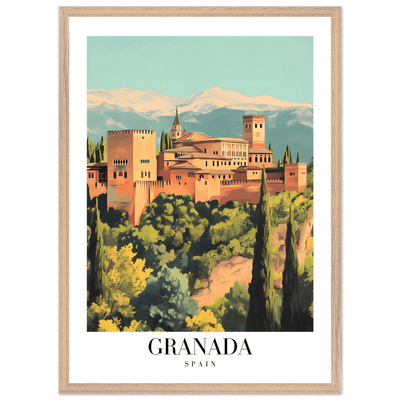 Granada Spain Framed Poster – Vintage Travel Wall Art with Wooden Frame - Vibrantwalls