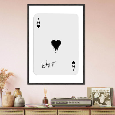 Lucky Ace of Hearts Dripping Art Print - Framed Poster, Modern Poker Card Decor, Eco-Friendly Wood Frame - Vibrantwalls