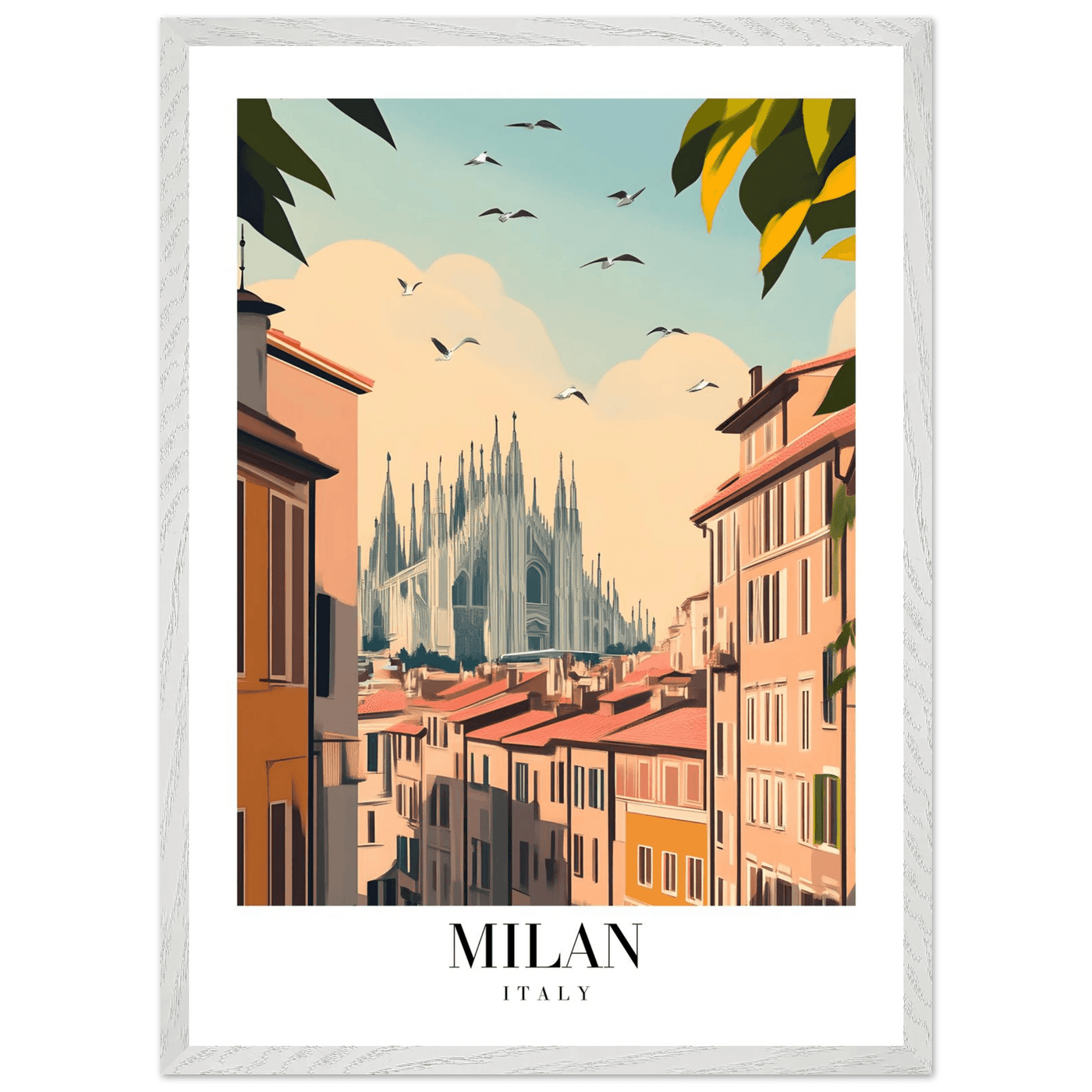 Milan Italy Framed Poster – Vintage Travel Wall Art with Duomo View & Wooden Frame - Vibrantwalls