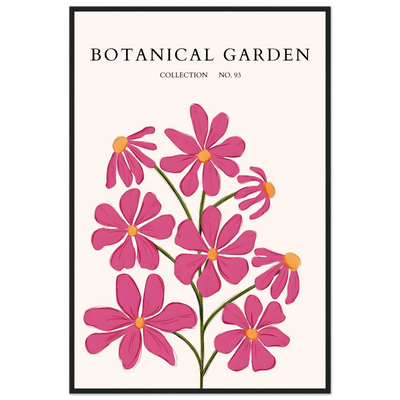 Vibrant Botanical Garden Framed Poster – Pink Cosmos & Abstract Floral Art Print | Ready-to-Hang in Various Sizes - Vibrantwalls