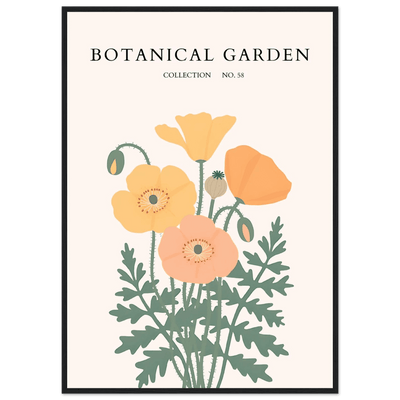 Botanical Garden Poppy Framed Poster – Warm Hues & Nature Art Print | Ready-to-Hang Floral Decor - Vibrantwalls