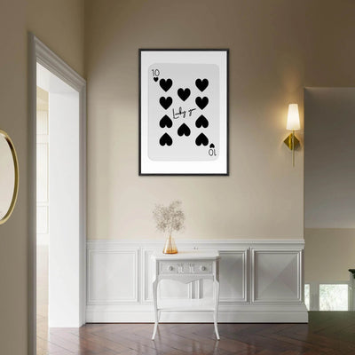 Lucky You 10 of Hearts Poker Card Print - Framed Poster Art, Eco-Friendly Wood Frame in Multiple Sizes & Finishes - Vibrantwalls