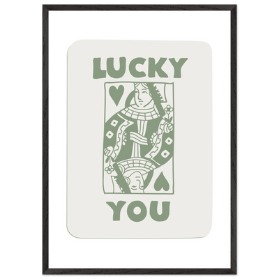 Lucky You Poker Card Print - Queen of Hearts Framed Art - Eco-Friendly Wood Frame - Vibrantwalls