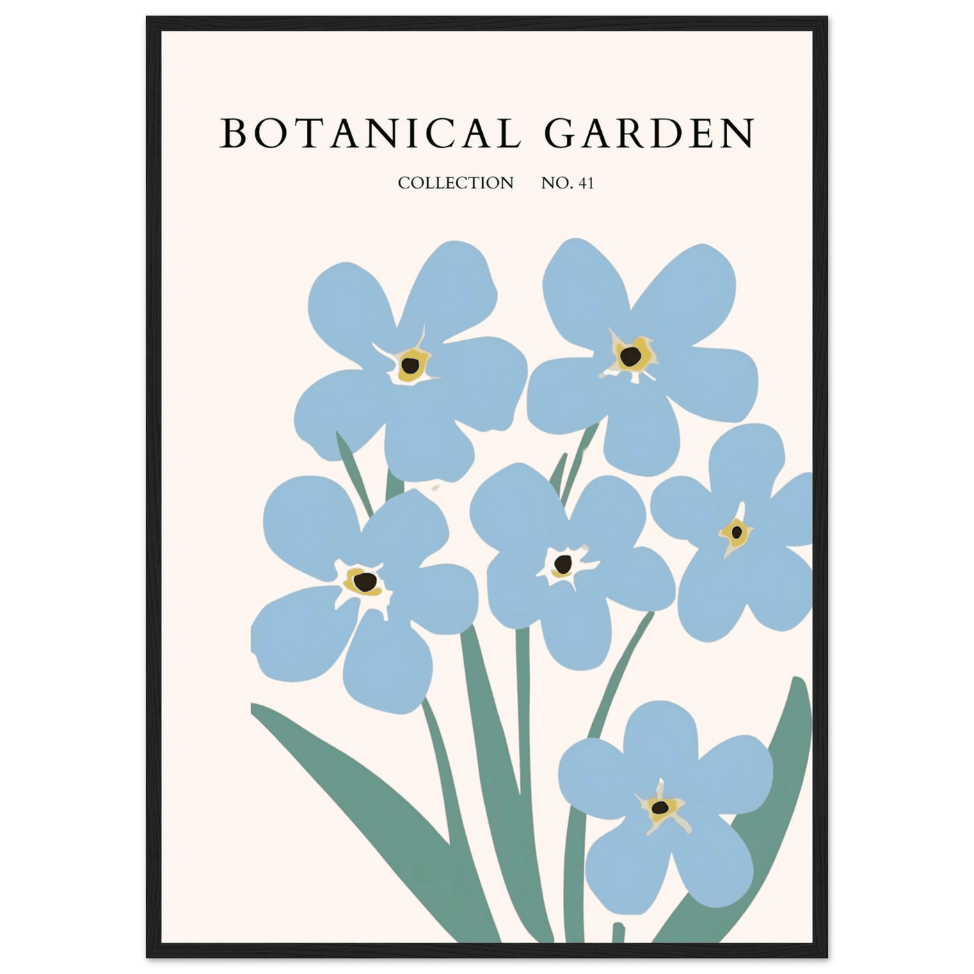 Botanical Garden Forget-Me-Nots Framed Poster - Soft Blue Floral Art Print | Ready-to-Hang Wall Decor - Vibrantwalls