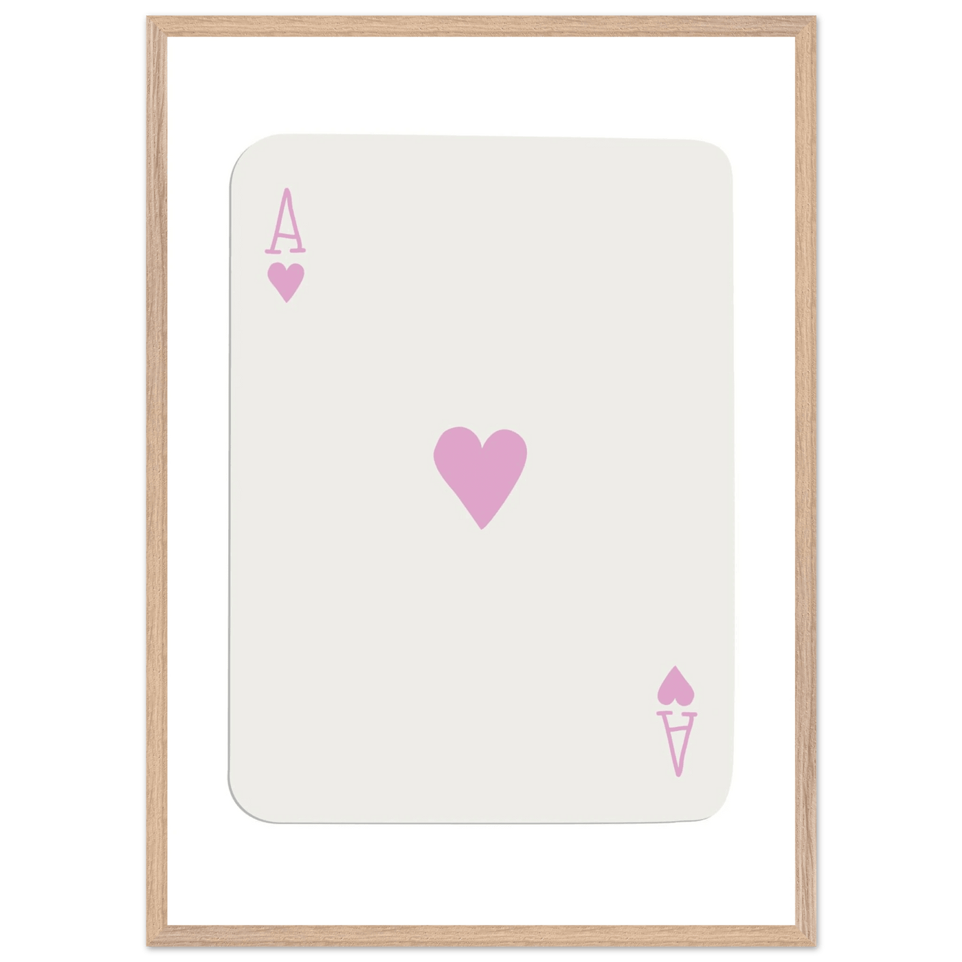 Minimalist Ace of Hearts Poker Card Print - Mounted Framed Poster Art, Eco-Friendly Wood Frame - Vibrantwalls