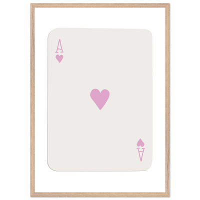 Minimalist Ace of Hearts Poker Card Print - Mounted Framed Poster Art, Eco-Friendly Wood Frame - Vibrantwalls
