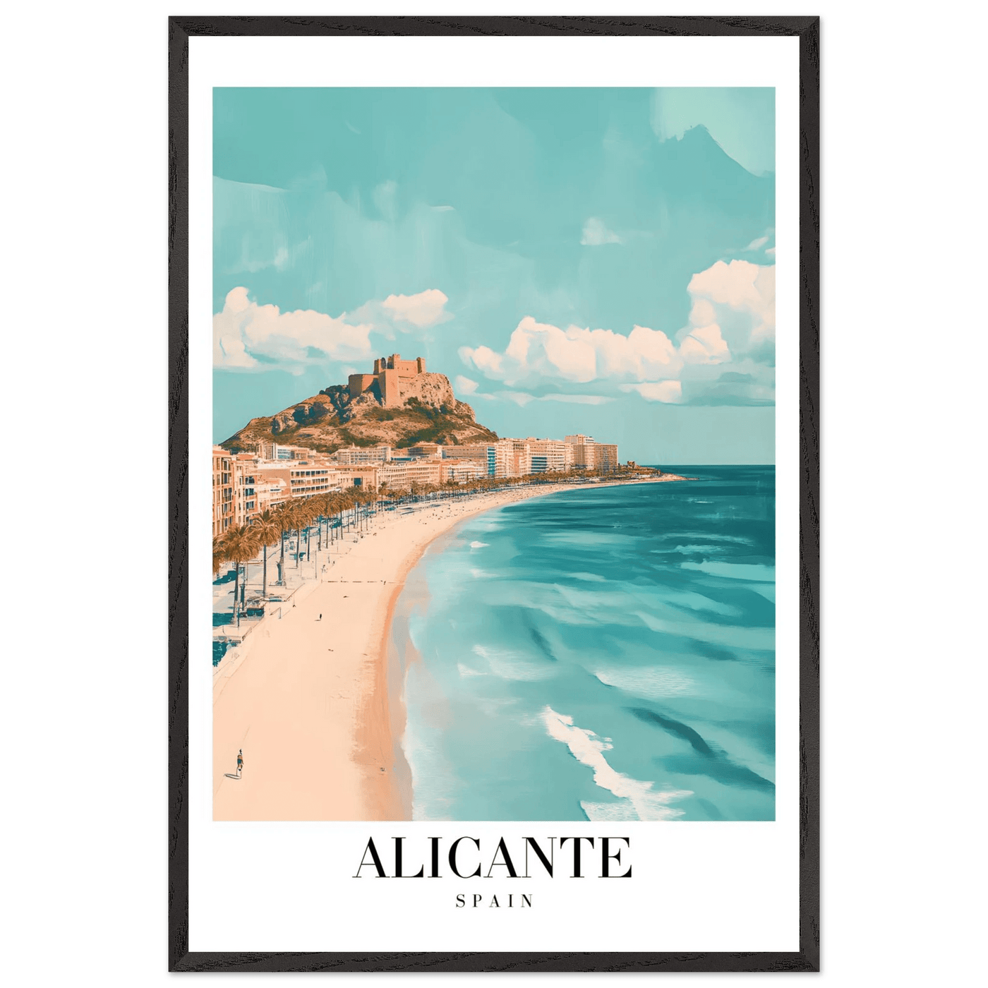 Alicante Spain Framed Poster – Vintage Coastal Wall Art with Azure Blues & Sandy Hues - Vibrantwalls