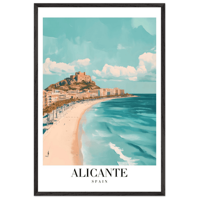 Alicante Spain Framed Poster – Vintage Coastal Wall Art with Azure Blues & Sandy Hues - Vibrantwalls