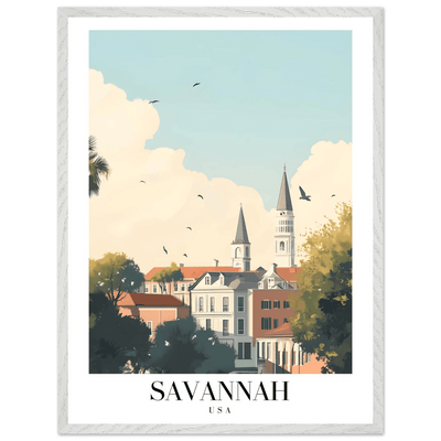 Savannah USA Framed Poster – Charming Cityscape Wall Art with Wooden Frame - Vibrantwalls