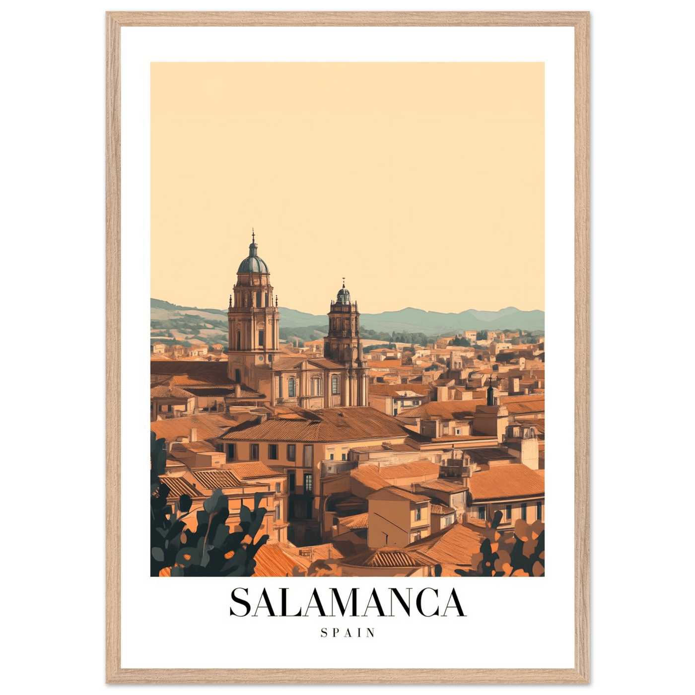 Salamanca Spain Framed Poster – Warm Hues Vintage Travel Wall Art with Wooden Frame - Vibrantwalls