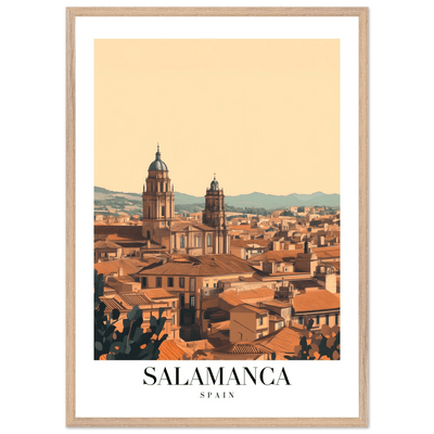 Salamanca Spain Framed Poster – Warm Hues Vintage Travel Wall Art with Wooden Frame - Vibrantwalls