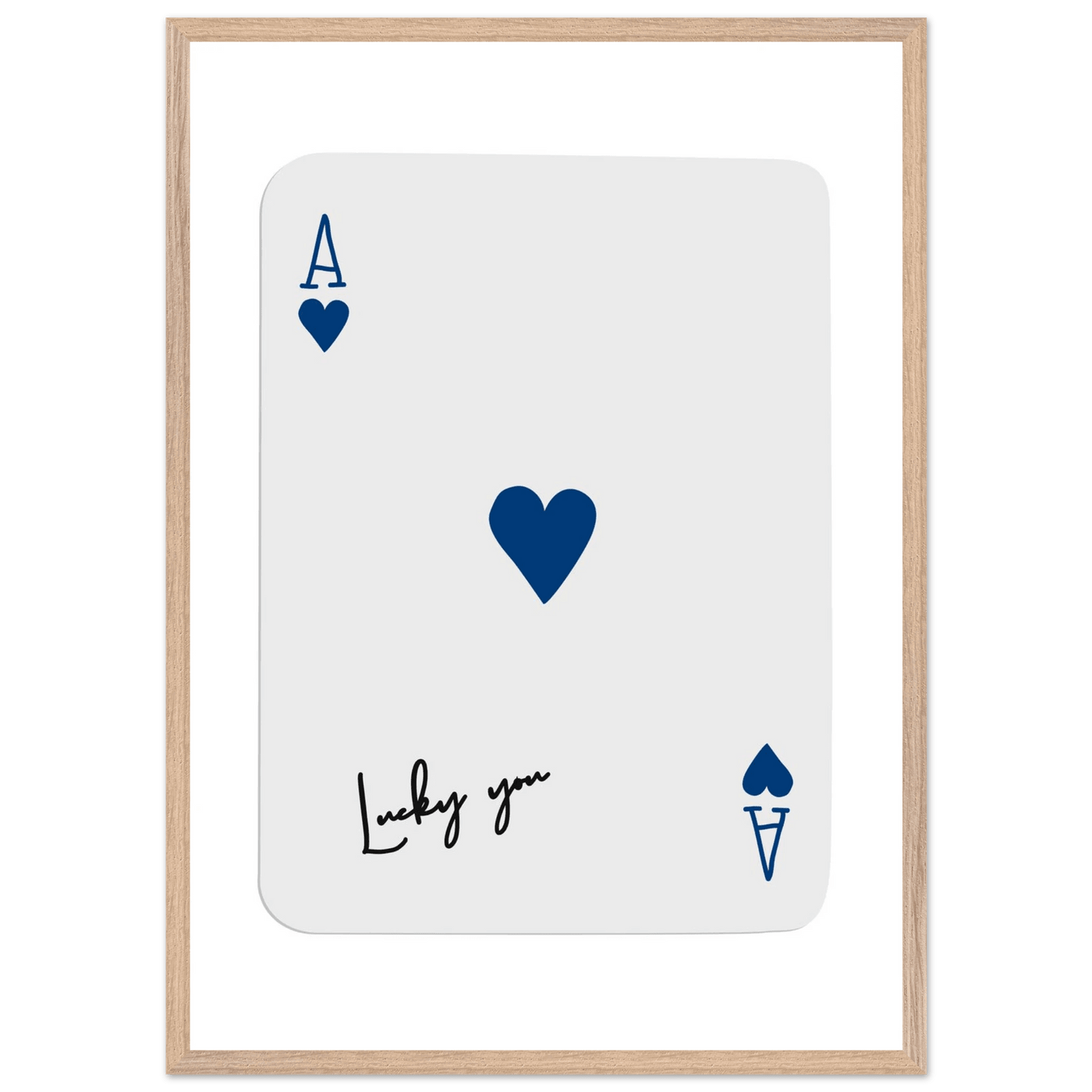 Lucky You Ace of Hearts - Framed Poker Card Art, Minimalist Eclectic Decor, Eco-Friendly Wood Frame - Vibrantwalls