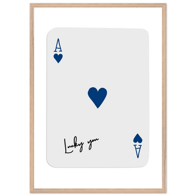 Lucky You Ace of Hearts - Framed Poker Card Art, Minimalist Eclectic Decor, Eco-Friendly Wood Frame - Vibrantwalls