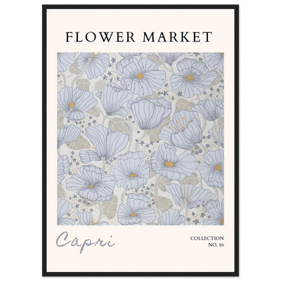 Capri Flower Market Framed Poster – Serene Floral Art Print in Cool Tones | Ready-to-Hang Wall Decor - Vibrantwalls