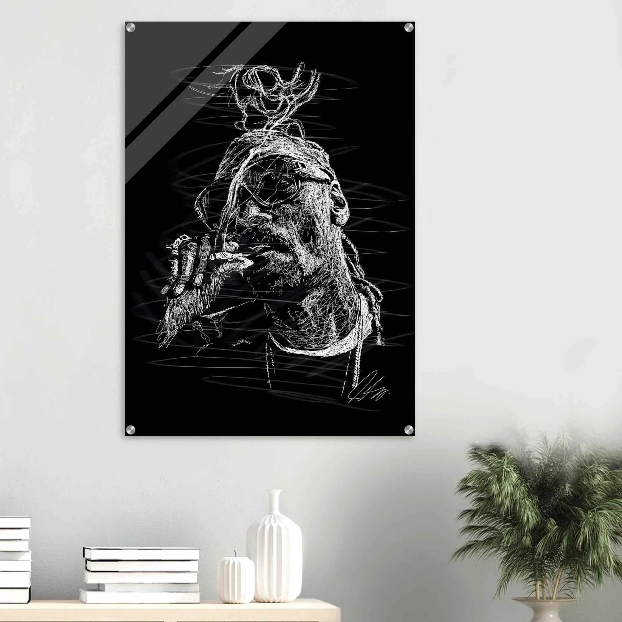 Snoop Dog Acrylic Print - Dynamic Black & White Scribble Art for Stylish Wall Decor - Vibrantwalls