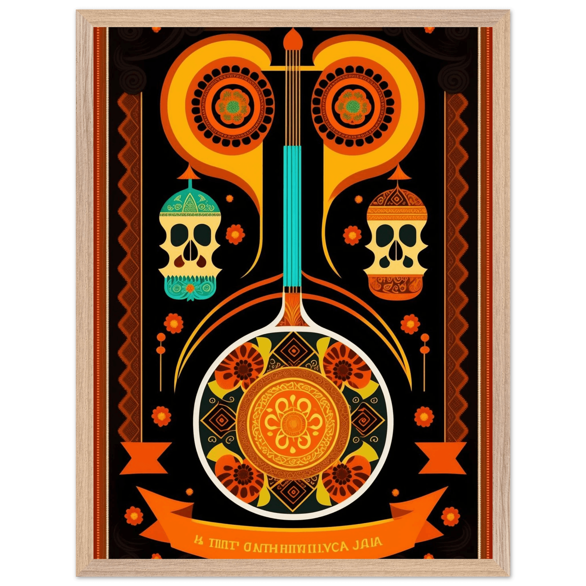 Vibrant Day of the Dead Guitar - Vibrantwalls