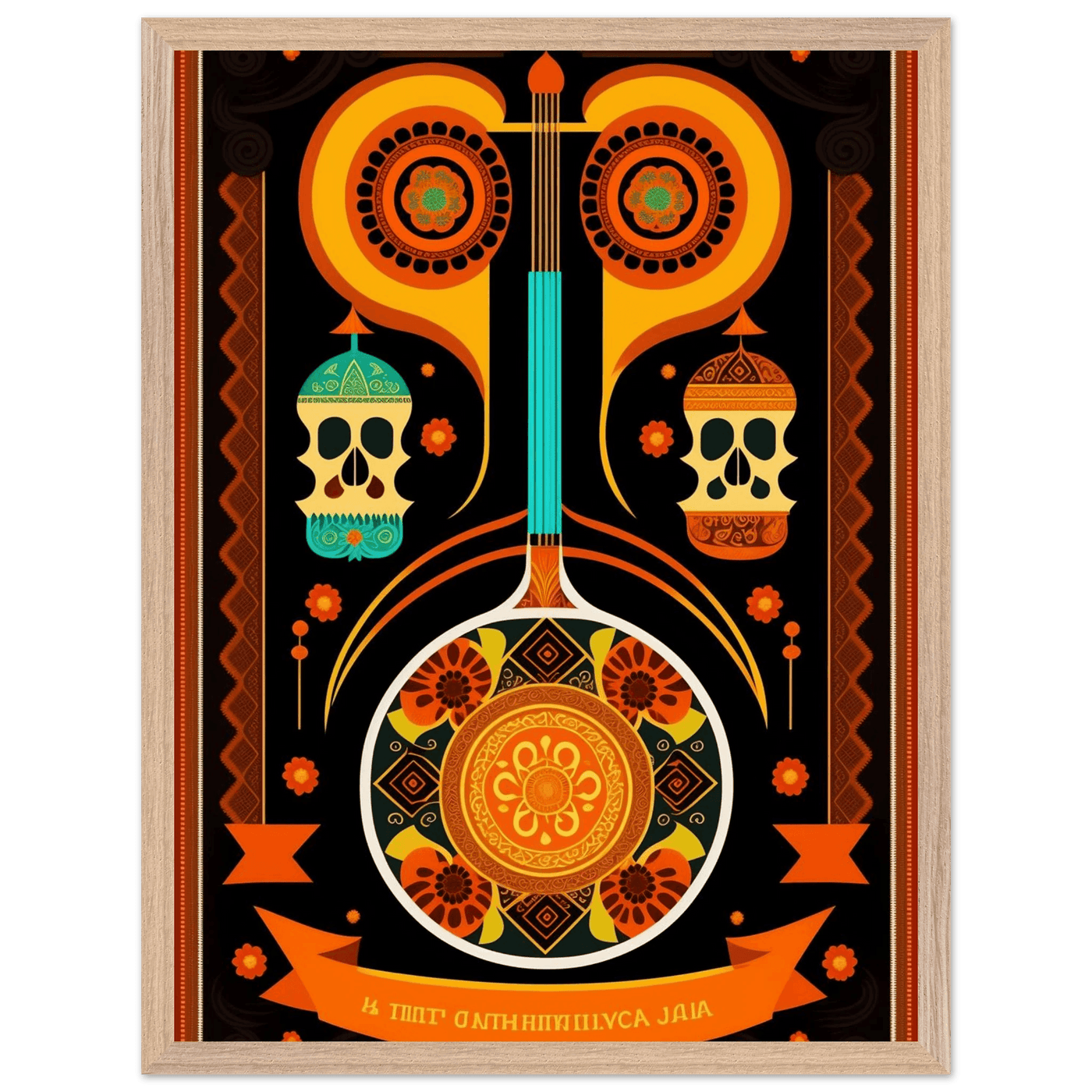 Vibrant Day of the Dead Guitar - Vibrantwalls
