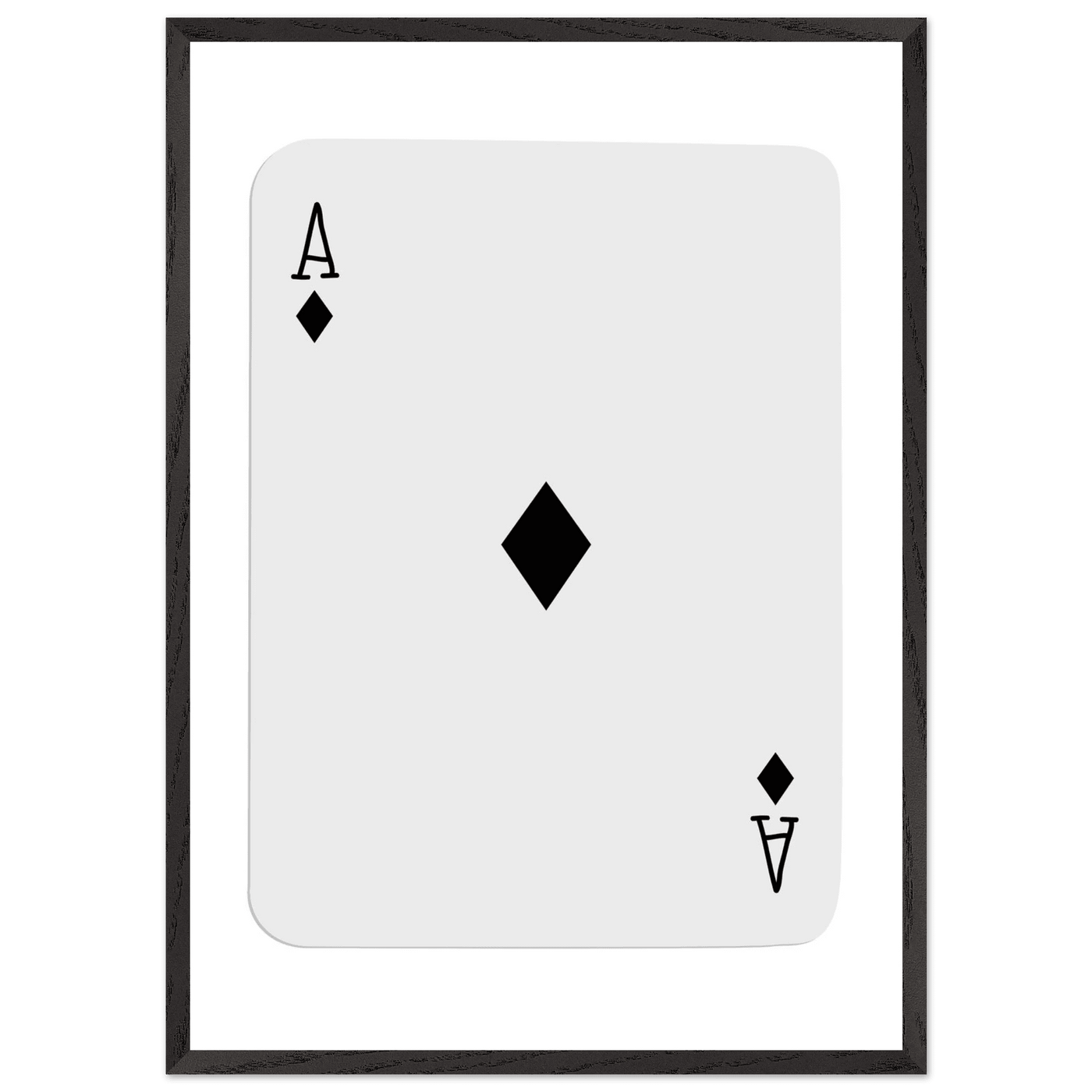 Minimalist Ace of Diamonds Poker Card Art Print - Framed Wall Decor with Eco-Friendly Wood Frame - Vibrantwalls