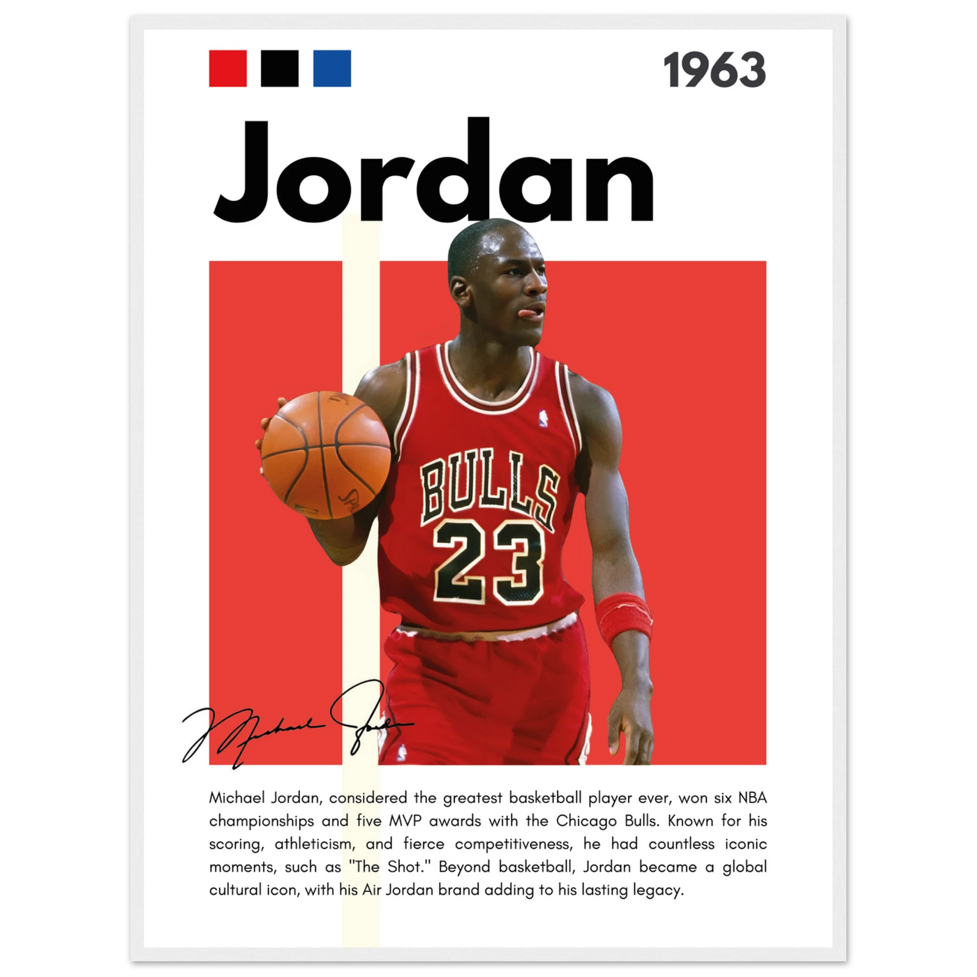 Michael Jordan Air Jordan Bulls Retro Print 60x80 cm 24x32″ White frame Vibrantwalls