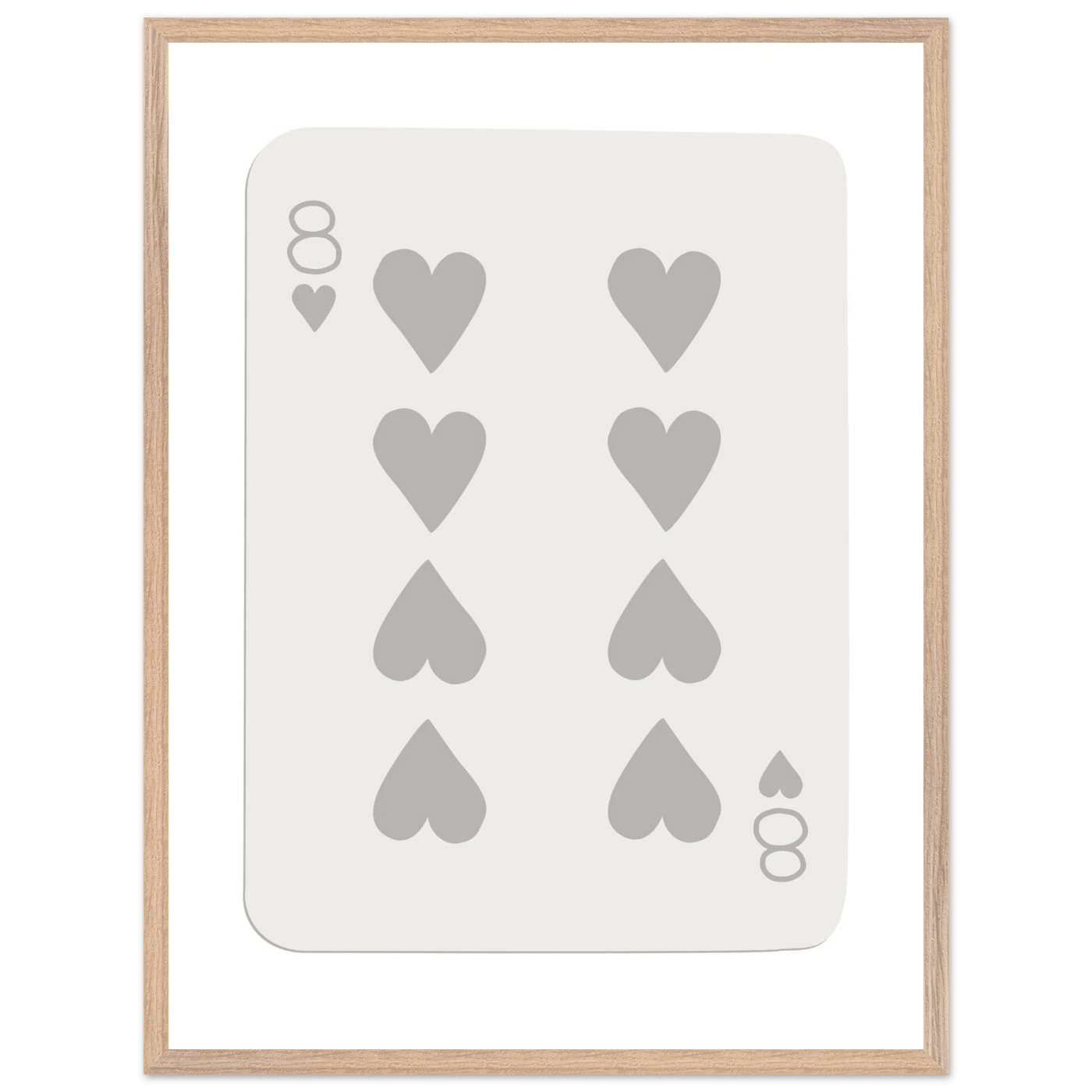Minimalist Eight of Hearts Poker Card Print - Mounted Framed Eco-Friendly Wood Art - Vibrantwalls
